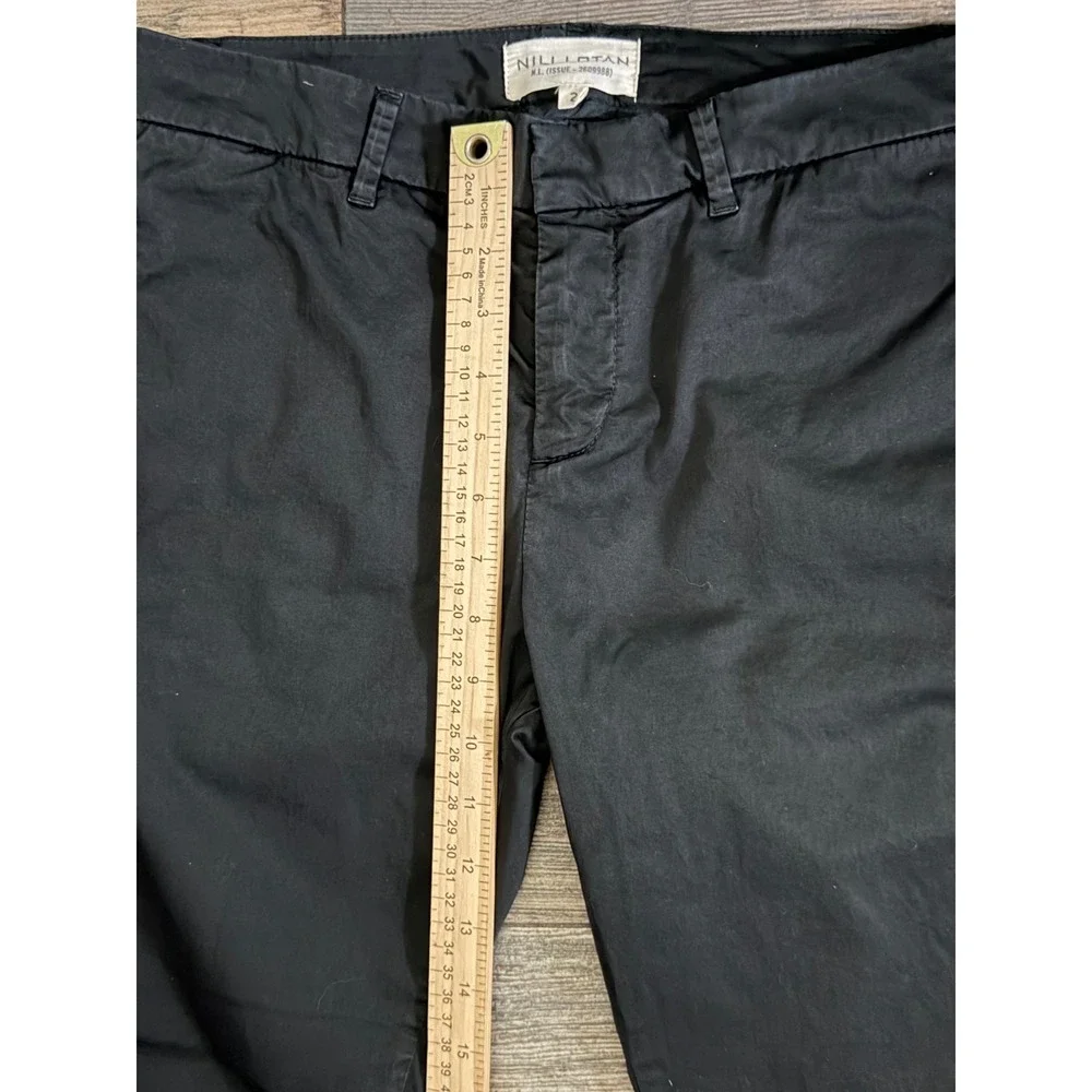 Nili Lotan Black Cotton Slim Fit Crop Chino Trousers Pants Size 2 USA 2609988‎
